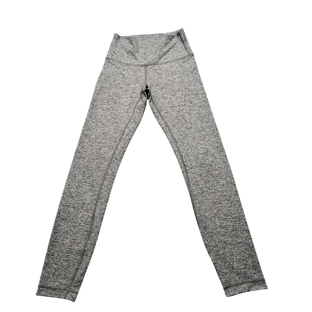 Lululemon Womens High Rise Space Dye Leggings Heathered Grey Size 4 Activewear